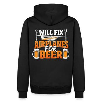 Will Fix Airplanes For Beer Aircraft Mechanic - Men’s Premium Organic Hoodie - black - Back - Nico (187cm)