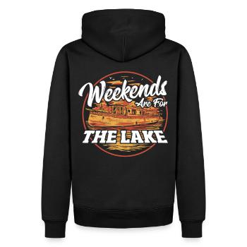 Weekends Are For The Lake Boating Boat Sailing - Männer Premium Bio Hoodie - Schwarz - Hinten - Nico (187cm)