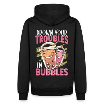 Noie vos problèmes dans les bulles Boba Tea Bubble Tea - Sweat à capuche Premium bio Homme - noir - Dos - Nico (187cm)