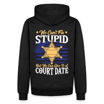 Nous ne pouvons pas réparer un stupide officier de police du shérif adjoint - Sweat à capuche Premium bio Homme - noir - Dos - Nico (187cm)