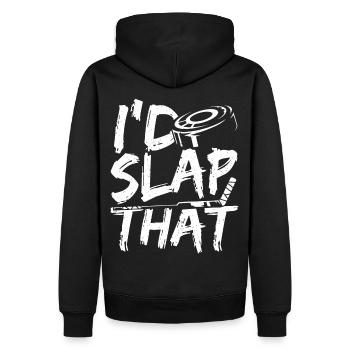 I'd Slap That Ice Hockey - Männer Premium Bio Hoodie - Schwarz - Hinten - Nico (187cm)