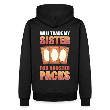 Will Trade My Sister for Booster Packs Trading - Männer Premium Bio Hoodie - Schwarz - Hinten - Nico (187cm)