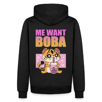 Moi veux Boba Matcha Thé glacé Bubble Tea - Sweat à capuche Premium bio Homme - noir - Dos - Nico (187cm)