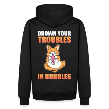 Noie vos problèmes dans les bulles Boba Tea Bubble Tea - Sweat à capuche Premium bio Homme - noir - Dos - Nico (187cm)