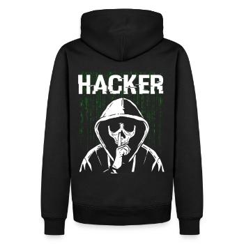 Hacker Skull Hacking Programmation Dark Net - Sweat à capuche Premium bio Homme - noir - Dos - Nico (187cm)