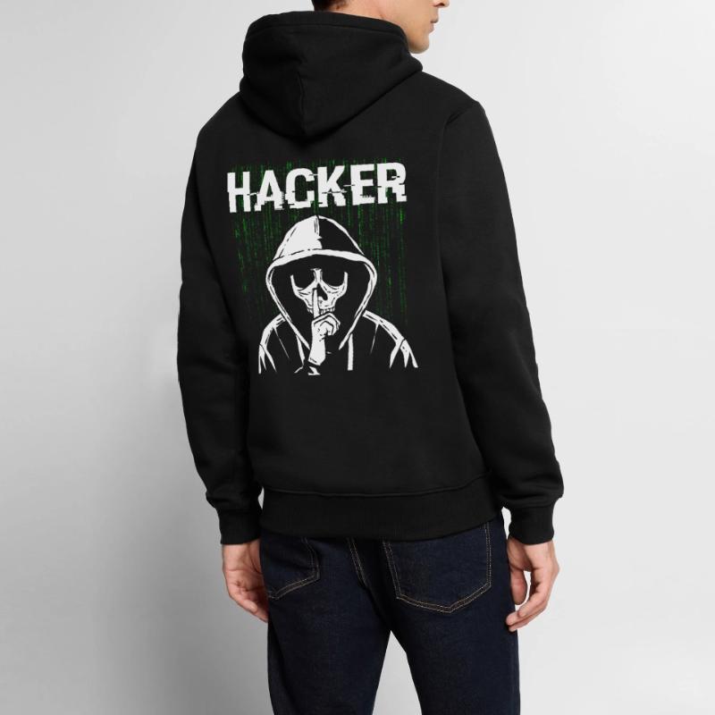 Hacker Skull Hacking Programming Dark Net Männer Premium Bio Hoodie