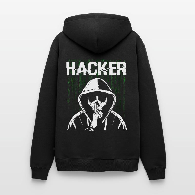 Hacker Skull Hacking Programming Dark Net Männer Premium Bio Hoodie