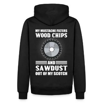 Mes filtres à moustache Copeaux de bois & sciure de bois Scotch - Sweat à capuche Premium bio Homme - noir - Dos - Nico (187cm)