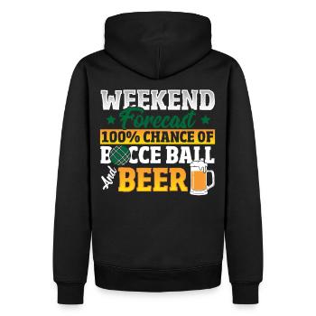 Prévisions du week-end 100% de chances de pétanque et de bière - Sweat à capuche Premium bio Homme - noir - Dos - Nico (187cm)
