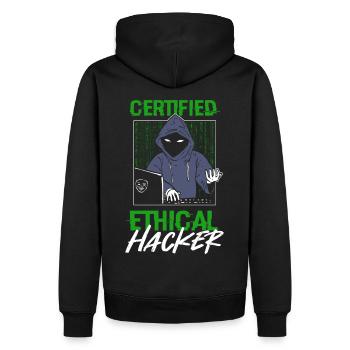 Développeur certifié de réseau de piratage éthique - Sweat à capuche Premium bio Homme - noir - Dos - Nico (187cm)