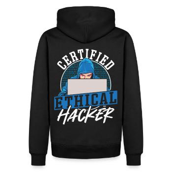 Développeur certifié de réseau de piratage éthique - Sweat à capuche Premium bio Homme - noir - Dos - Nico (187cm)