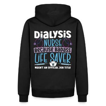 Infirmière en dialyse Titre officiel du poste Néphrologie - Sweat à capuche Premium bio Homme - noir - Dos - Nico (187cm)