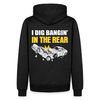 I Dig Bangin' In The Rear Demolition Derby Racing - Männer Premium Bio Hoodie - Schwarz - Hinten - Nico (187cm)