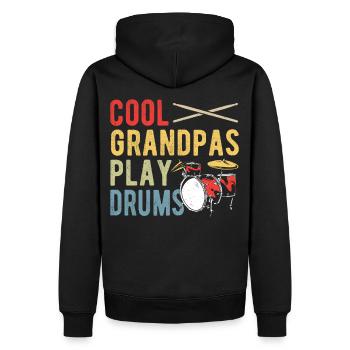 Cool Grandpas Play Drums Drummer Percussionist - Männer Premium Bio Hoodie - Schwarz - Hinten - Nico (187cm)