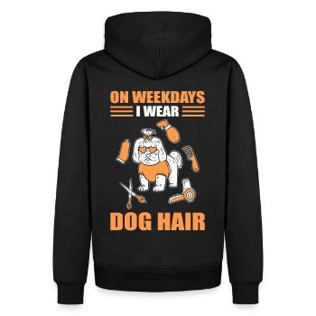 En semaine, je porte un chien en poil de chien chien de toilettage - Sweat à capuche Premium bio Homme - noir - Dos - Nico (187cm)