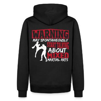 Warning May Start Talking About Mixed Martial - Men’s Premium Organic Hoodie - black - Back - Nico (187cm)