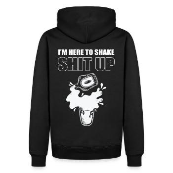 I'm Here To Shake Shit Up Barkeeper Mixologist - Männer Premium Bio Hoodie - Schwarz - Hinten - Nico (187cm)