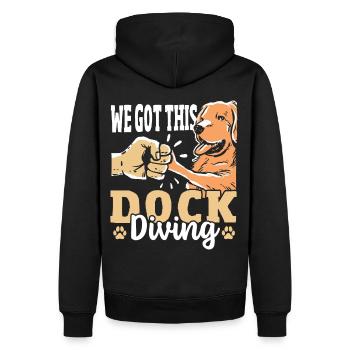 We Got This Dock Diving Dog Jumping - Men’s Premium Organic Hoodie - black - Back - Nico (187cm)