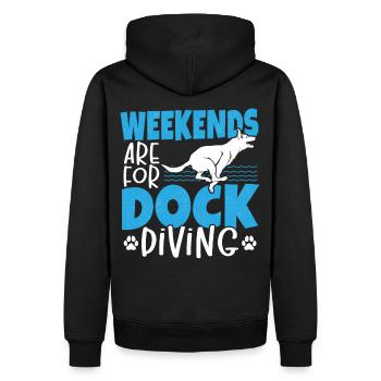 Weekends Are For Dock Diving Dog Jumping - Männer Premium Bio Hoodie - Schwarz - Hinten - Nico (187cm)