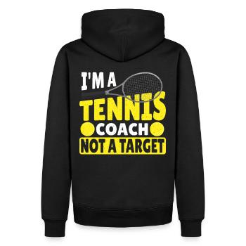 I'm A Tennis Coach Not A Target Tennis Player - Männer Premium Bio Hoodie - Schwarz - Hinten - Nico (187cm)