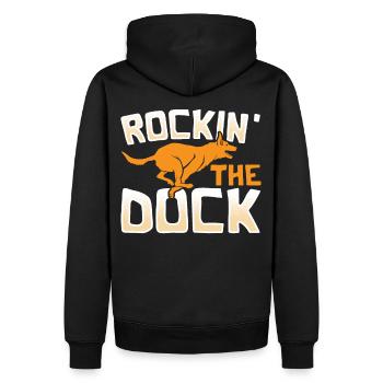 Rockin' The Dock Dock Diving Dog Jumping - Männer Premium Bio Hoodie - Schwarz - Hinten - Nico (187cm)