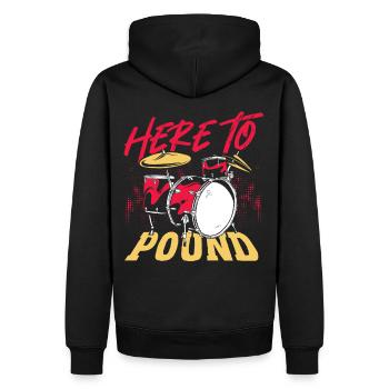 Here To Pound Drummer Percussionist - Men’s Premium Organic Hoodie - black - Back - Nico (187cm)