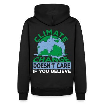 Le changement climatique ne se soucie pas si vous croyez mondial - Sweat à capuche Premium bio Homme - noir - Dos - Nico (187cm)