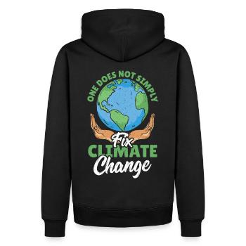 On ne se contente pas de régler le problème du changement climatique à l’échelle mondiale - Sweat à capuche Premium bio Homme - noir - Dos - Nico (187cm)