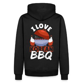 J’adore la cuisine asiatique traditionnelle coréenne au barbecue - Sweat à capuche Premium bio Homme - noir - Dos - Nico (187cm)