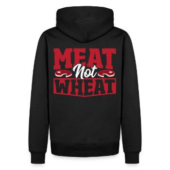 Meat No Wheat Keto Diet - Männer Premium Bio Hoodie - Schwarz - Hinten - Nico (187cm)