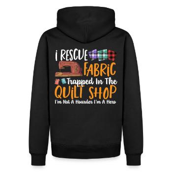 I Rescue Fabric Trapped In The Quilt Shop - Sweat à capuche Premium bio Homme - noir - Dos - Nico (187cm)