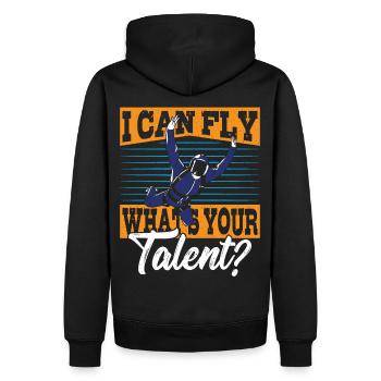 I Can Fly What's Your Talent? Skydiving - Männer Premium Bio Hoodie - Schwarz - Hinten - Nico (187cm)