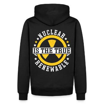 Nuclear Is The True Renewable Energy Pro-Climate - Männer Premium Bio Hoodie - Schwarz - Hinten - Nico (187cm)