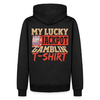My Lucky Jackpot Gamblin' T-Shirt Lucky Slot - Männer Premium Bio Hoodie - Schwarz - Hinten - Nico (187cm)