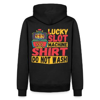 Lucky Slot Machine Shirt Do Not Wash Casino - Männer Premium Bio Hoodie - Schwarz - Hinten - Nico (187cm)