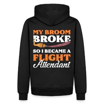 Mein Besen ist kaputt also bin ich Flugbegleiterin - Männer Premium Bio Hoodie - Schwarz - Hinten - Nico (187cm)