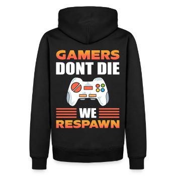 Gamers Don't Die We Respawn Video Game Gamer - Men’s Premium Organic Hoodie - black - Back - Nico (187cm)