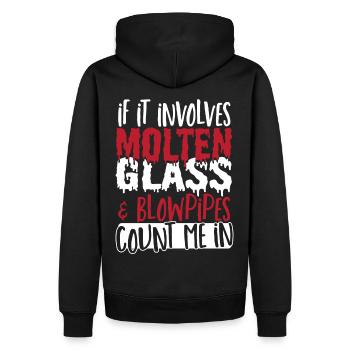 Soufflage de verre Soufflage de verre Soufflage de verre Travail du verre - Sweat à capuche Premium bio Homme - noir - Dos - Nico (187cm)