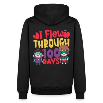 100 jours d’école Jour 100 École Joyeux 100e jour - Sweat à capuche Premium bio Homme - noir - Dos - Nico (187cm)