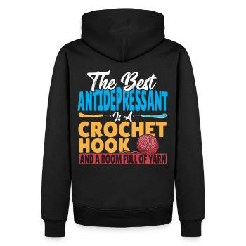 Best AntiDepressant Is A Crochet Hook And Yarn - Männer Premium Bio Hoodie - Schwarz - Hinten - Nico (187cm)