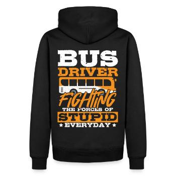 Bus Driver Fighting The Forces Of Stupid School - Männer Premium Bio Hoodie - Schwarz - Hinten - Nico (187cm)