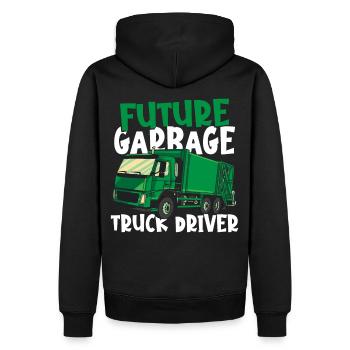 Camions à ordures Collecte des ordures Recyclage Collecte des ordures - Sweat à capuche Premium bio Homme - noir - Dos - Nico (187cm)