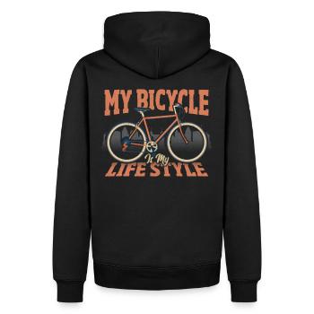 Mon vélo est mon style de vie Cycliste - Sweat à capuche Premium bio Homme - noir - Dos - Nico (187cm)