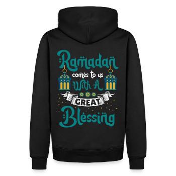 Ramadan Ramadan Moubarak Musulman Islamique - Sweat à capuche Premium bio Homme - noir - Dos - Nico (187cm)