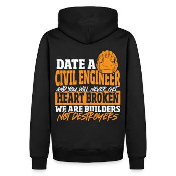 Date Civil Engineer Never Get Heart Broken Civil - Männer Premium Bio Hoodie - Schwarz - Hinten - Nico (187cm)