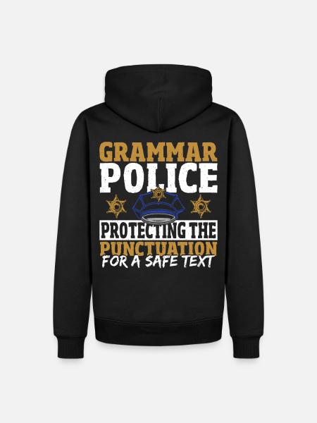 Grammatik-Polizei Rechntschreibung - Männer Premium Bio Hoodie - Schwarz