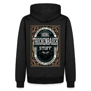 Original Trockenbauer, Robustes Handwerker-Shirt - Männer Premium Bio Hoodie - Schwarz - Hinten - Nico (187cm)
