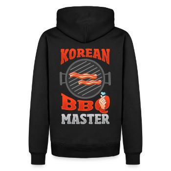 Koreanisches BBQ Barbeque Asiatisch - Männer Premium Bio Hoodie - Schwarz - Hinten - Nico (187cm)