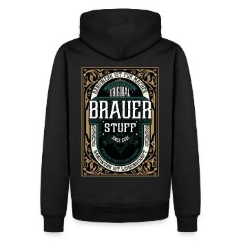 Original Brauer, Robustes Handwerker-Shirt - Männer Premium Bio Hoodie - Schwarz - Hinten - Nico (187cm)
