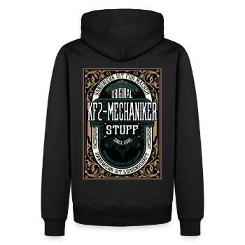 Original Kfz Mechaniker, Robustes Handwerker-Shirt - Männer Premium Bio Hoodie - Schwarz - Hinten - Nico (187cm)